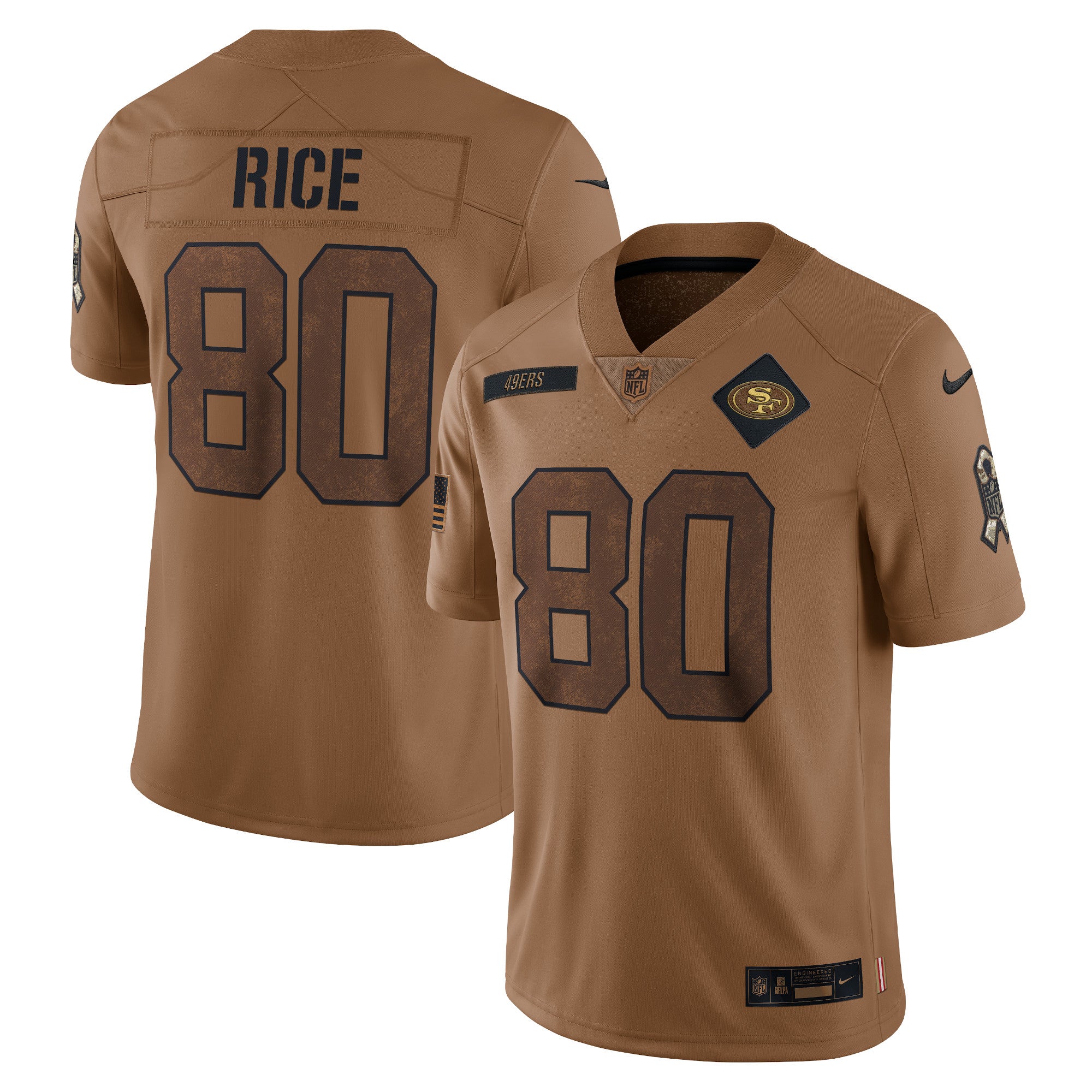 Nike San Francisco 49ers No80 Jerry Rice Anthracite Salute to Service Women's Stitched NFL Limited Therma Long Sleeve Jersey